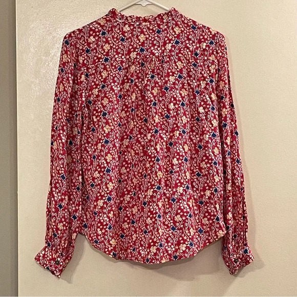 MAEVE by ANTHROPOLOGIE Marisol Ruffled Blouse in Red‎ Rouge Motif - Picture 6 of 8